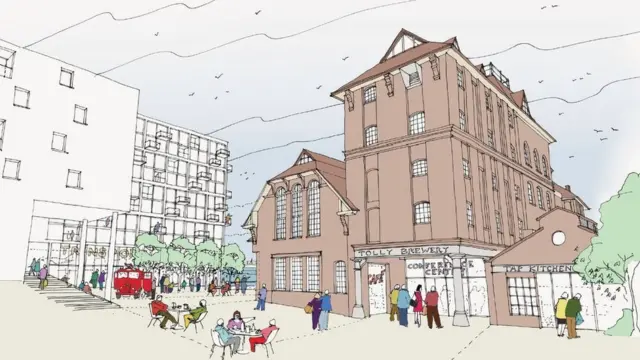 Artists' impression of revamped brewery