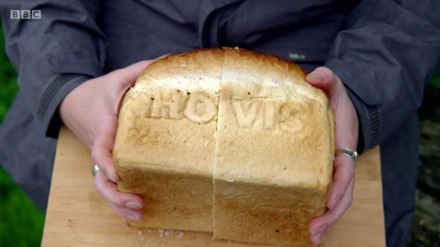 Cut in half Hovis Bread