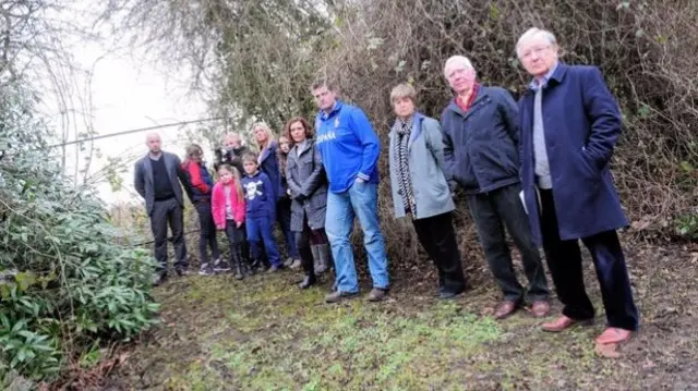 Residents gathered at part of the proposed development site back in February