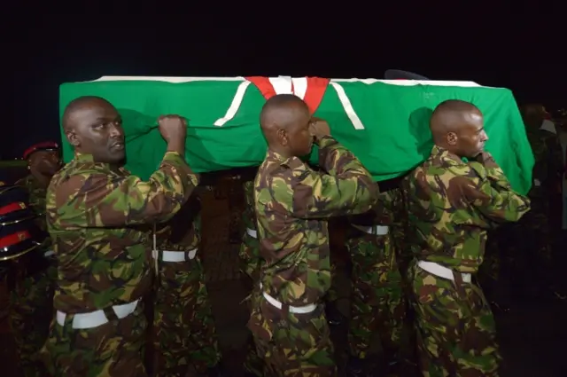 A coffin of a Kenyan soldier