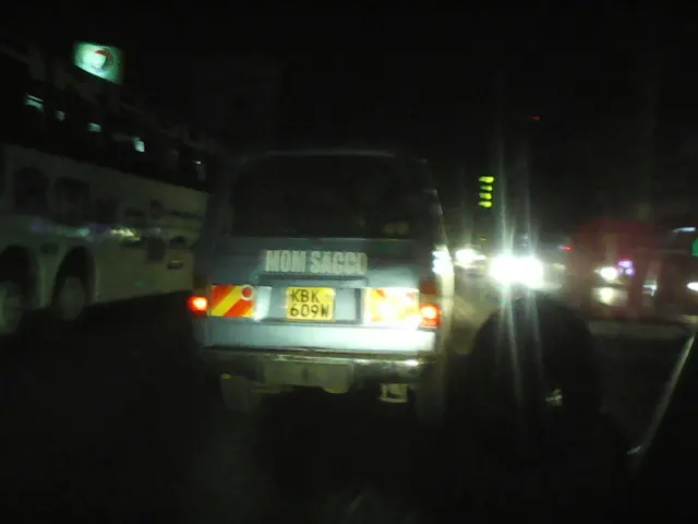 Lights from traffic in the Mombasa, Kenya