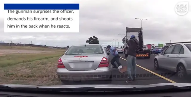 South African police officer shot