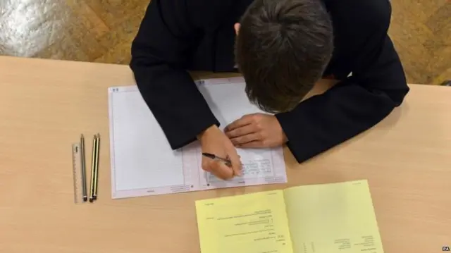 School pupil taking an exam