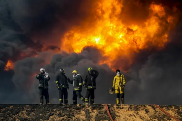 ral lanuf firefighters try and put out the fire