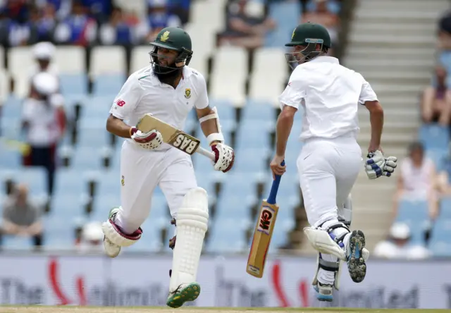 Hashim Amla runs between the wicket