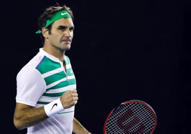 Roger Federer of Switzerland celebrates