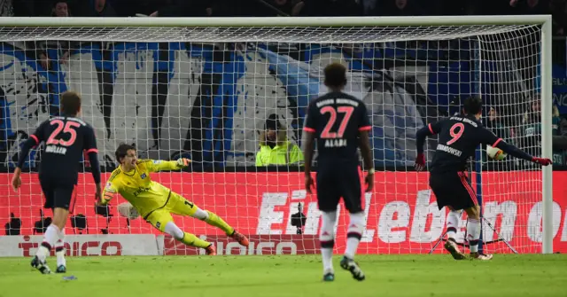 Robert Lewandowski takes a penalty