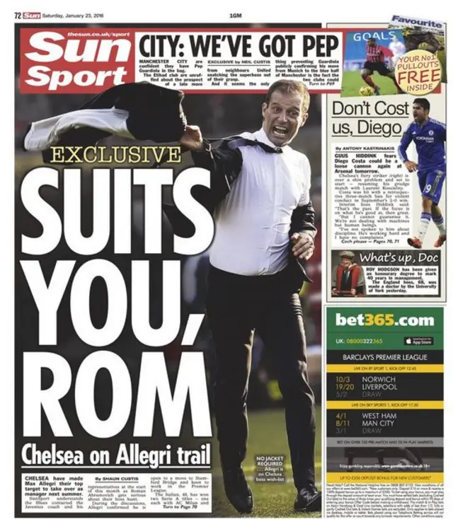 The Sun back page