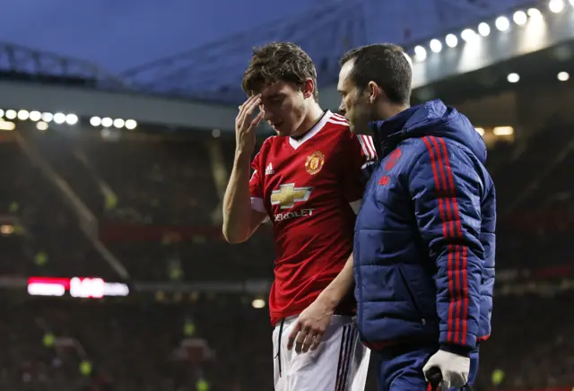 Matteo Darmian leaves the field injured