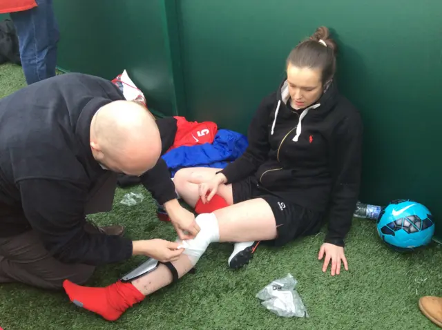 Kay's injured knee