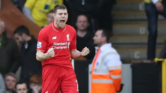 James Milner celebrates