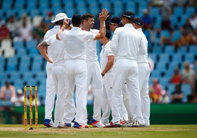 James Anderson celebrates wicket