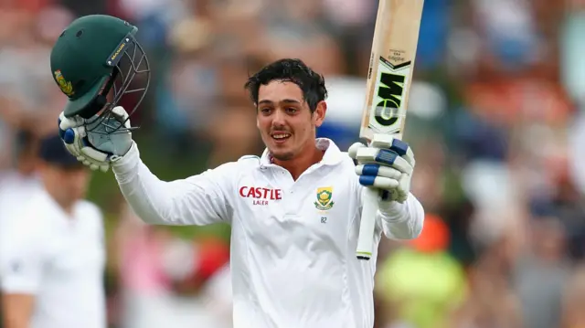 Quinton de Kock celebrates 100 runs