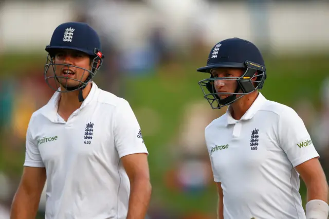 Alastair Cook and Joe Root of England