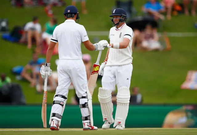 Joe Root and Alastair Cook celebrate