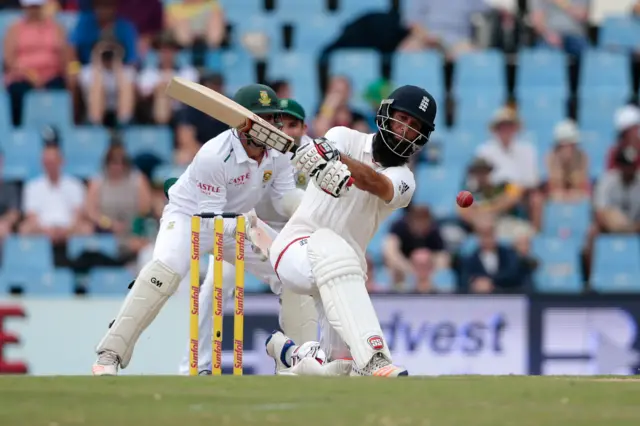 Moeen Ali plays a shot