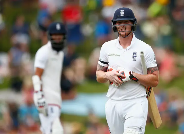 Ben Stokes is dismissed