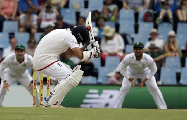 Moeen Ali ducks a bouncer