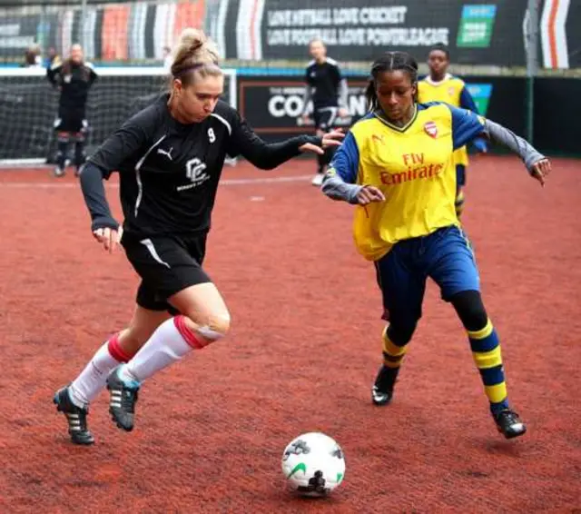 The under-14 and under-16 girls in action today at the FA People's Cup