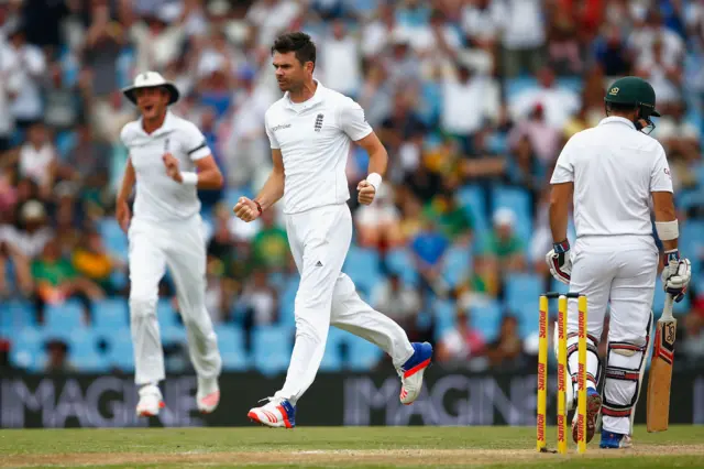 James Anderson celebrates