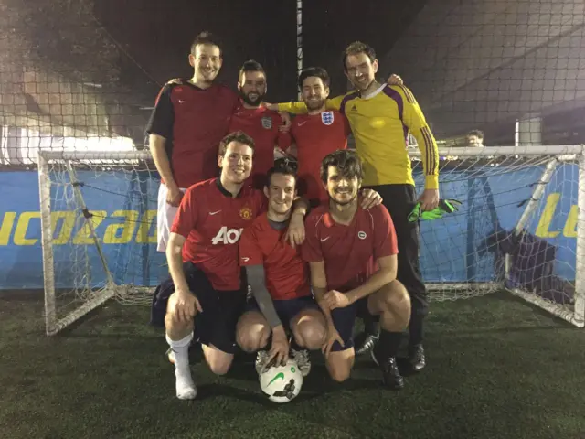 male adult football team photo