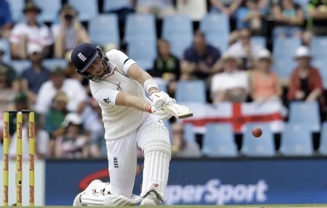 Joe Root plays a sideshot