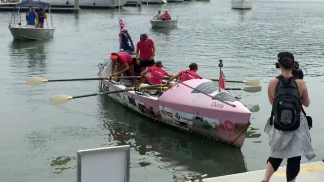 Coxless Crew arrive in Australia. Pic: PA