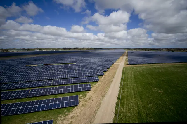 Aerial view of the solar farm