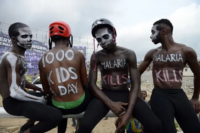 Actors campaign against malaria disease under the auspices of Moskeeto Armor, a mosquito repellent fabric in Lagos on April 24, 2015