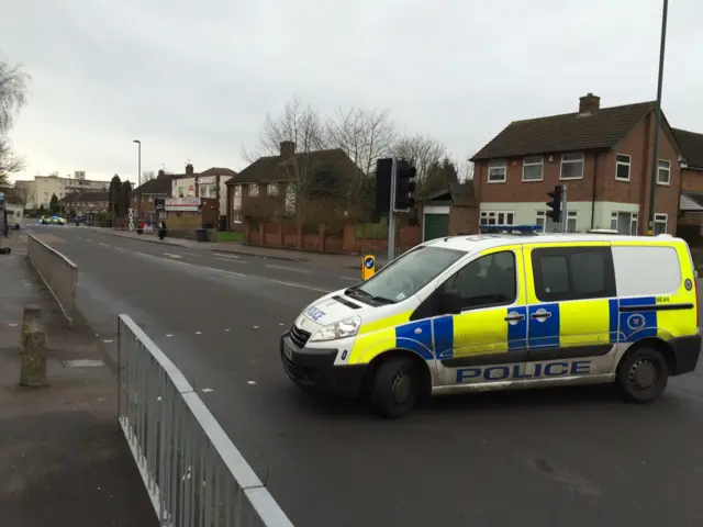 The police cordon at Tile Cross Road