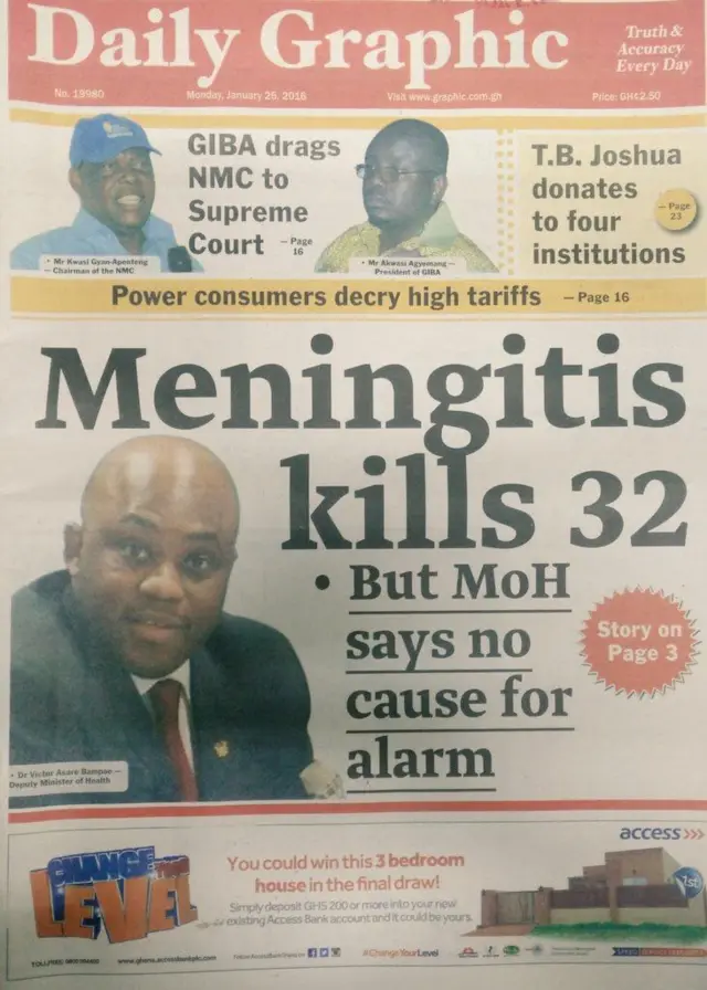 Screen grab of Ghana's Daily Graphic newspaper