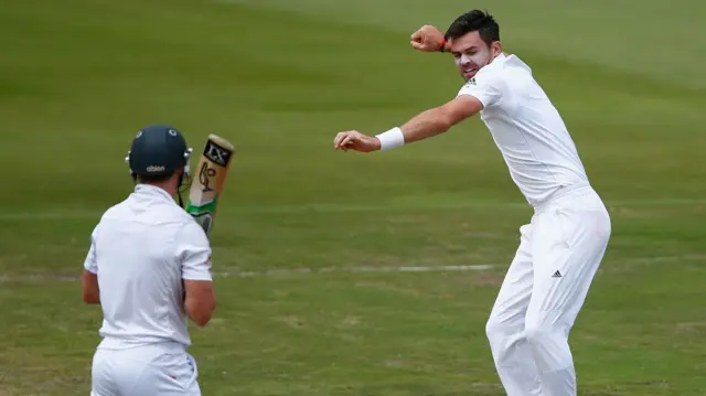 James Anderson celebrates