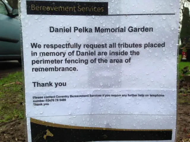 Sign put up by Daniel Pelka memorial