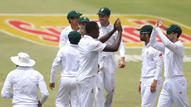 Kagiso Rabada celebrates