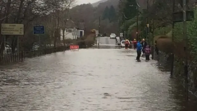 Aberfoyle Primary School was cut off by flooding when the River Forth burst its banks