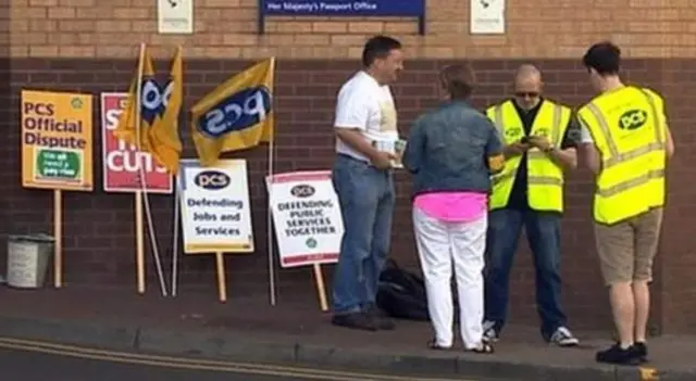 Picket line during a strike