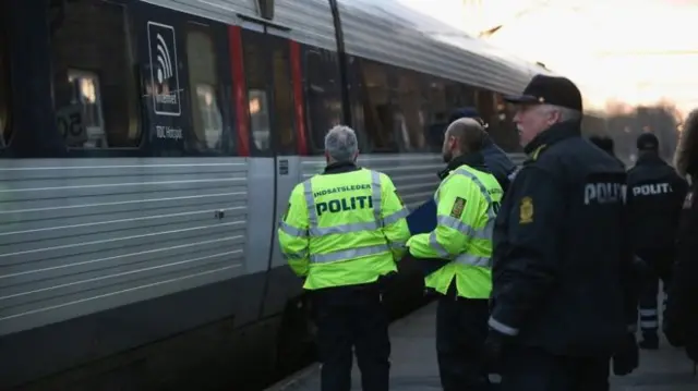 Police next to a train