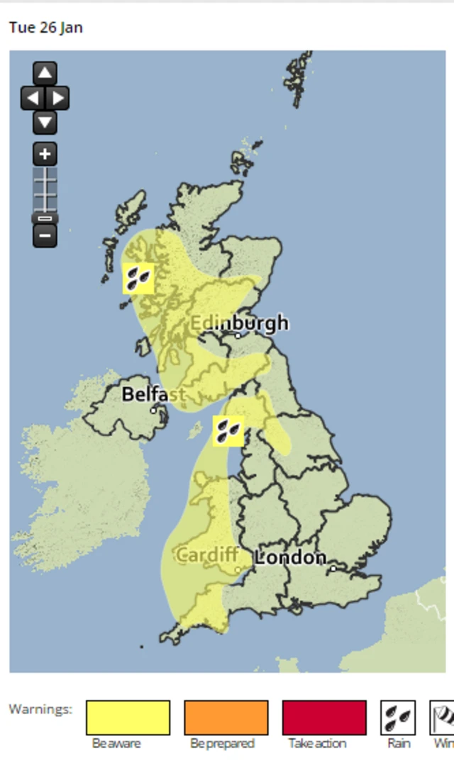 Met Office map of UK