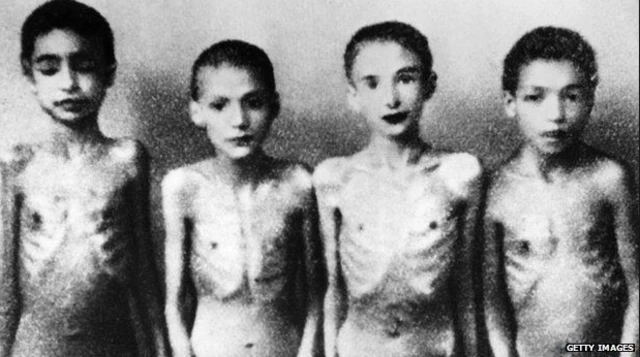 Child prisoners at Auschwitz, photographed on the orders of Josef Mengele