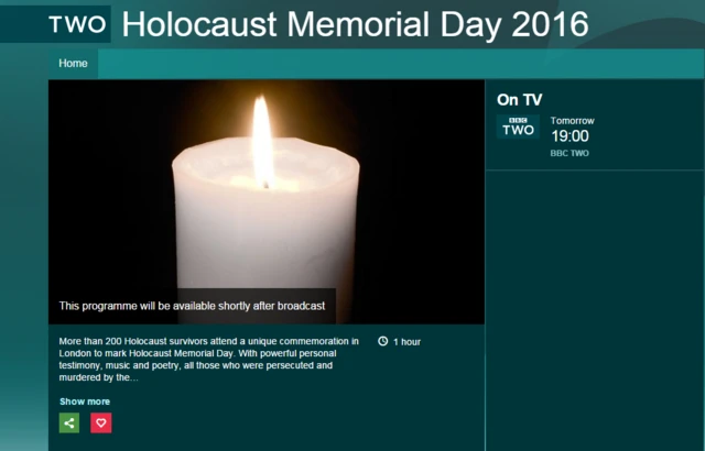 Holocaust Memorial Day 2016 BBC 2 27 January 1900 hrs