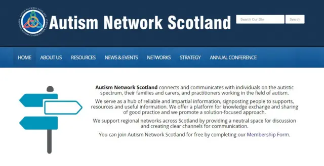 Autism Network Scotland website homepage