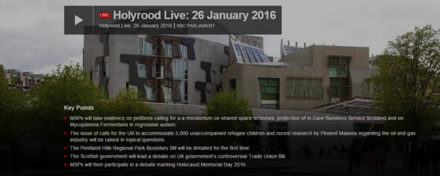 Screengrab of Holyrood Live page