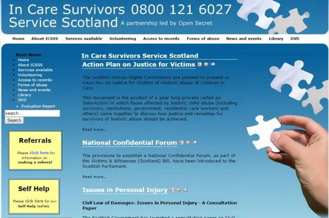 In Care Survivor Service Scotland website homepage