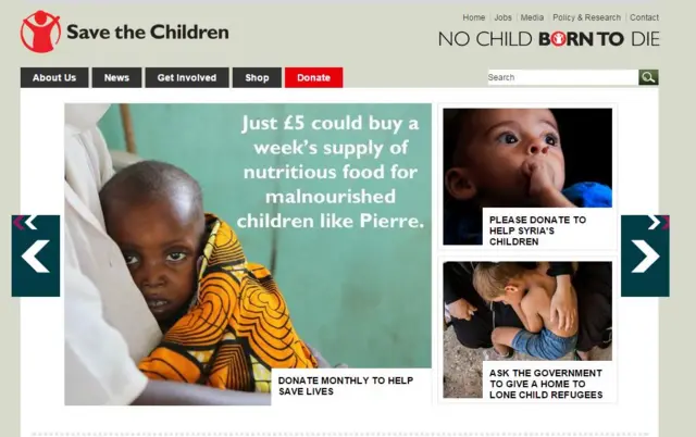 Save the Children website homepage