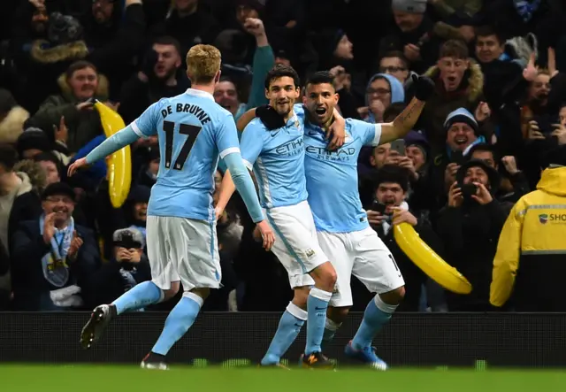 Sergio Aguero celebrates