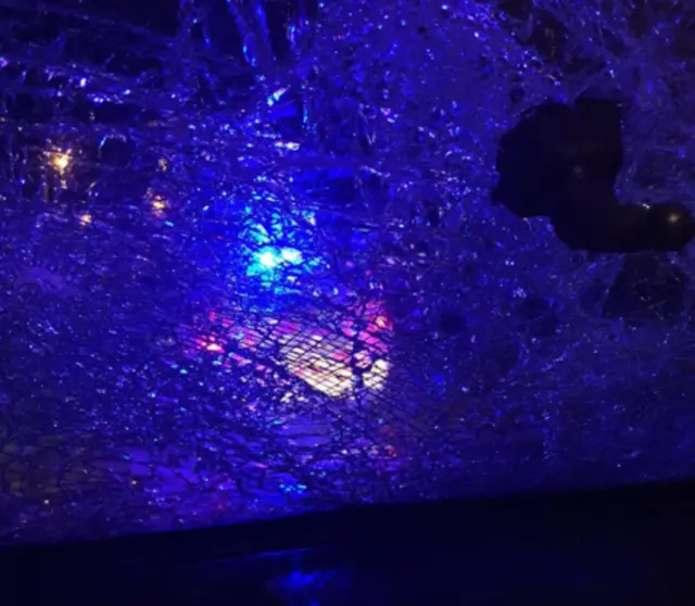 Shattered windscreen