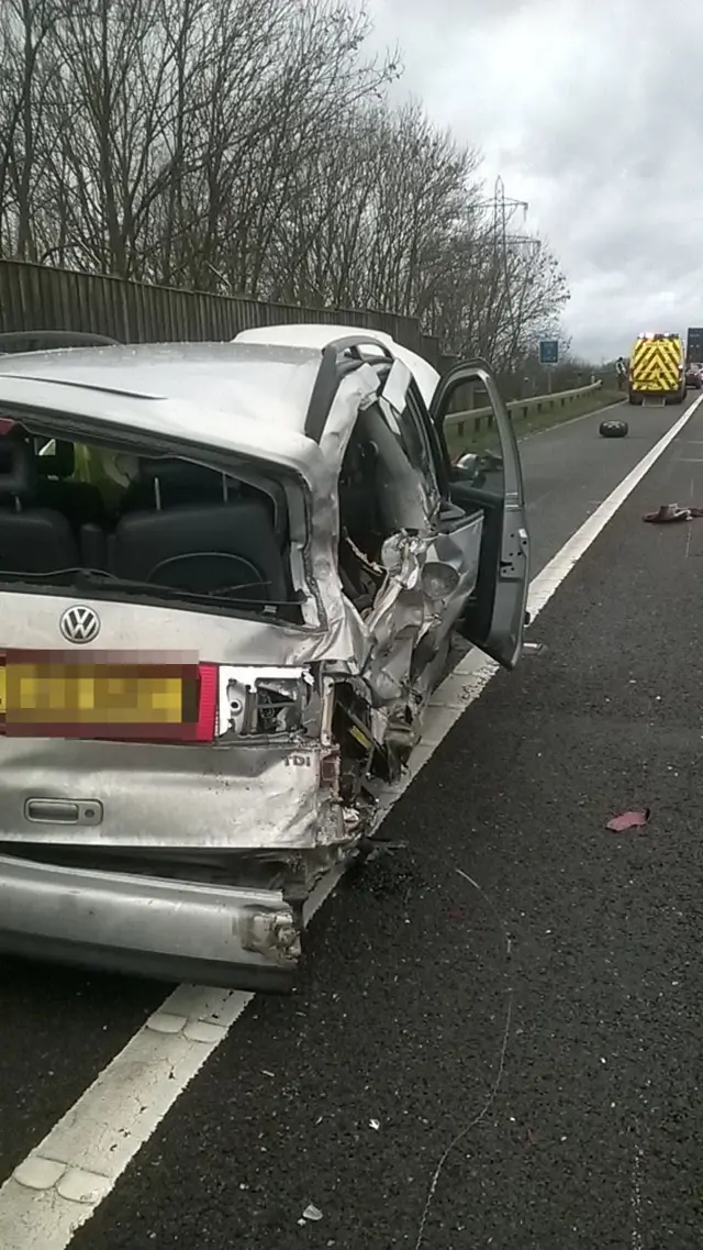 Car involved in crash on M6