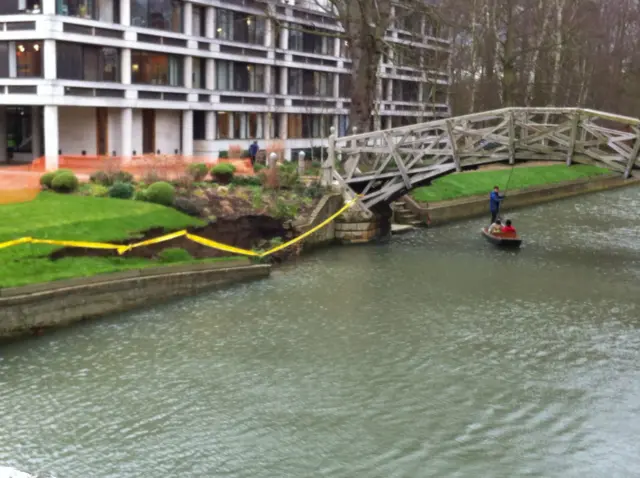 Collapsed bank on River Cam