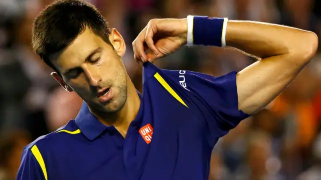 Novak Djokovic reacts