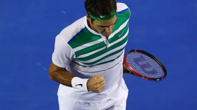 Roger Federer celebrates